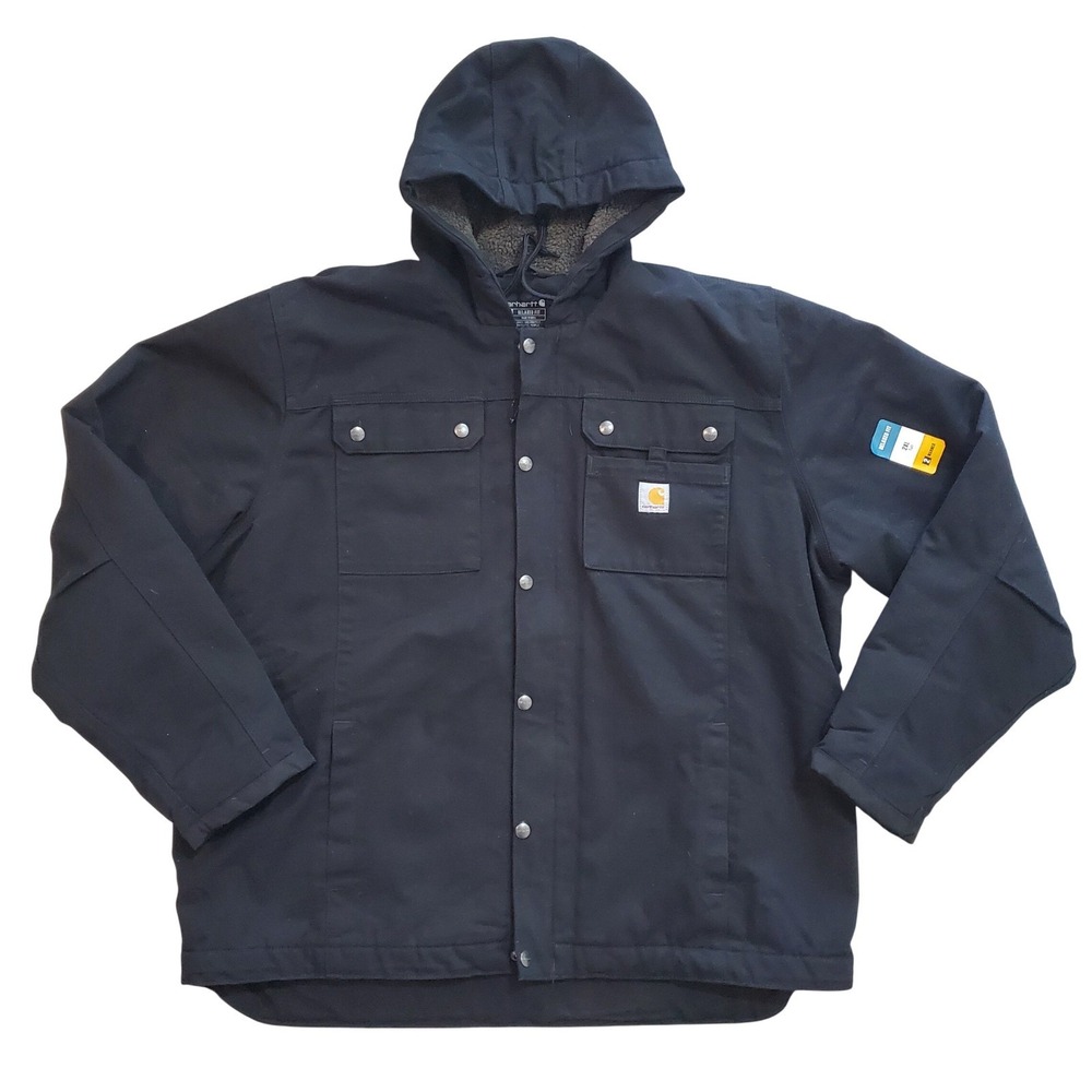 Carhartt Super Dux Sherpa Lined Hooded Jacket Black 2XL Tall Workwear Mens